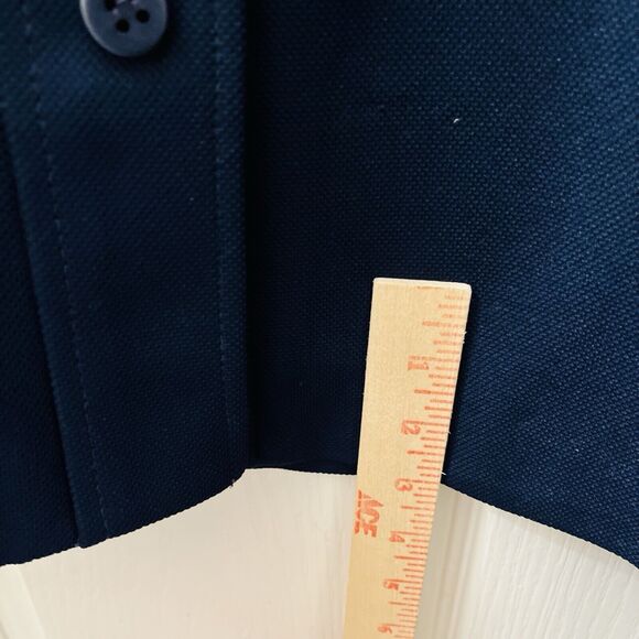 Vtg Butte Knit A Line Dress Dacron Polyester Gogo Mod 60s Navy Blue Smock Coat - Picture 9 of 9